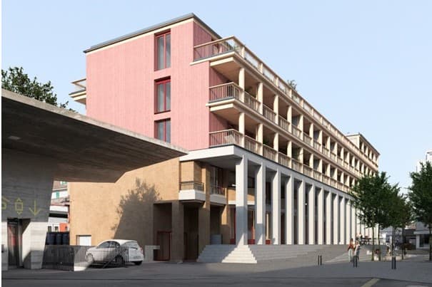 Das Bahnhofgebäude wird um zwei Stockwerke erweitert.