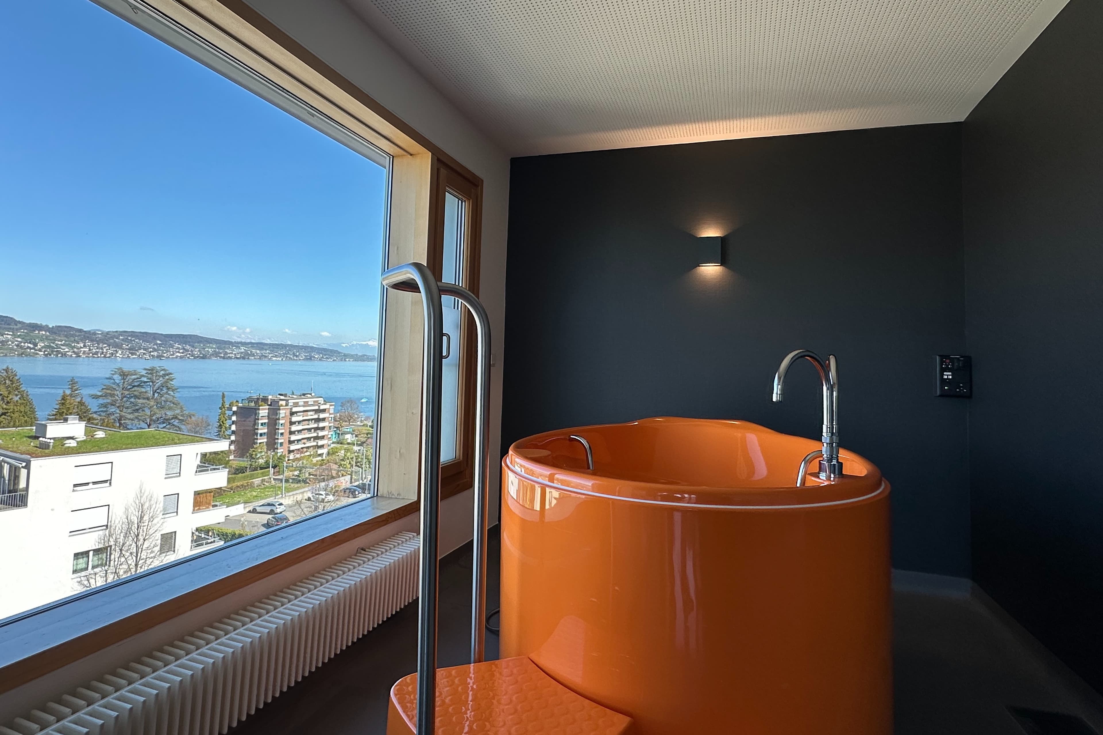 Blick aus einem der modernisierten Gebärzimmer des See-Spitals in Horgen.