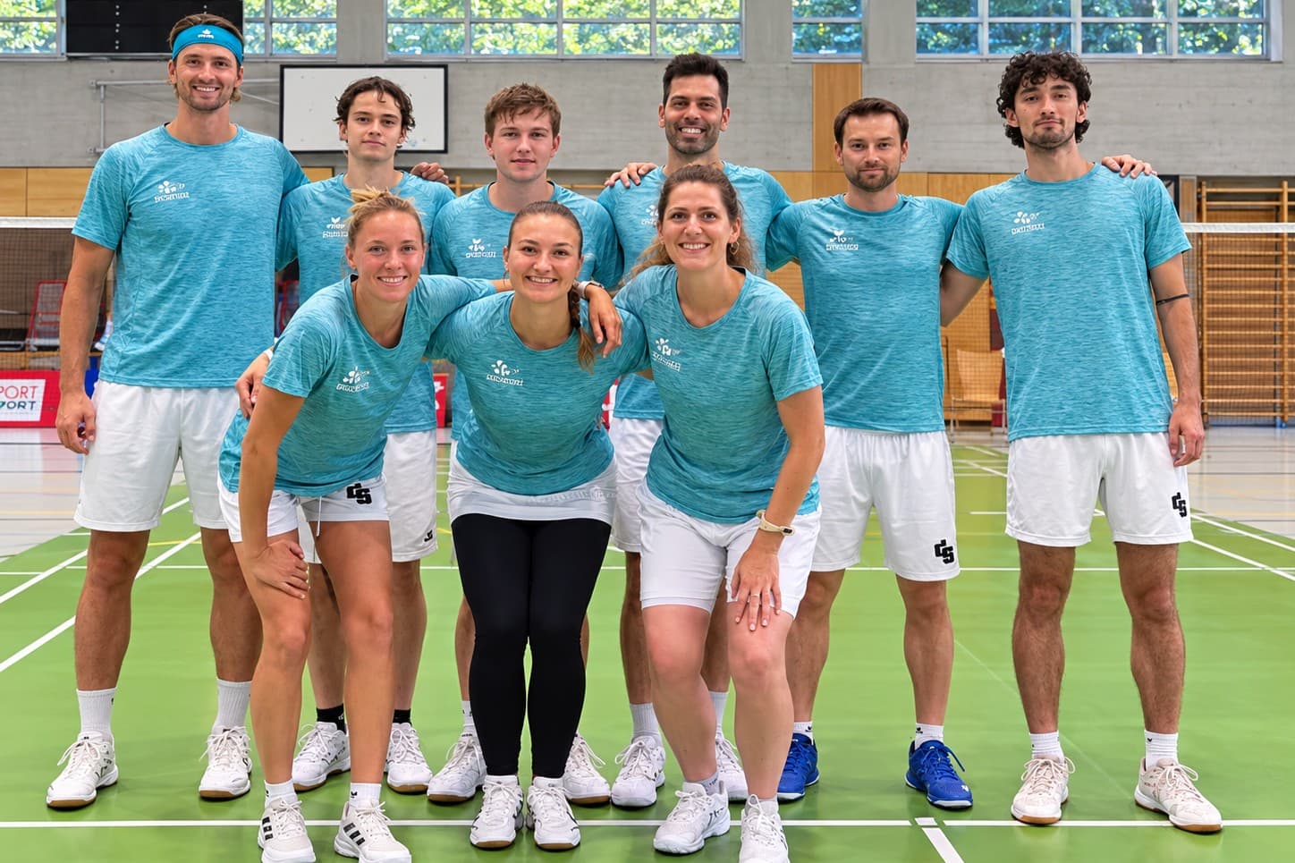 Das Adliswiler Nationalliga-B-Team: (hinten v.l.n.r.) Wessel van der Aar, Matthias Trauffer, Niklas Kramer, Stéphane Bato, Tobias Schläpfer, Keishin Rimmer; (unten v.l.n.r. )Soraya De Visch Eijbergen, Franca Schmid, Delia Biedermann.