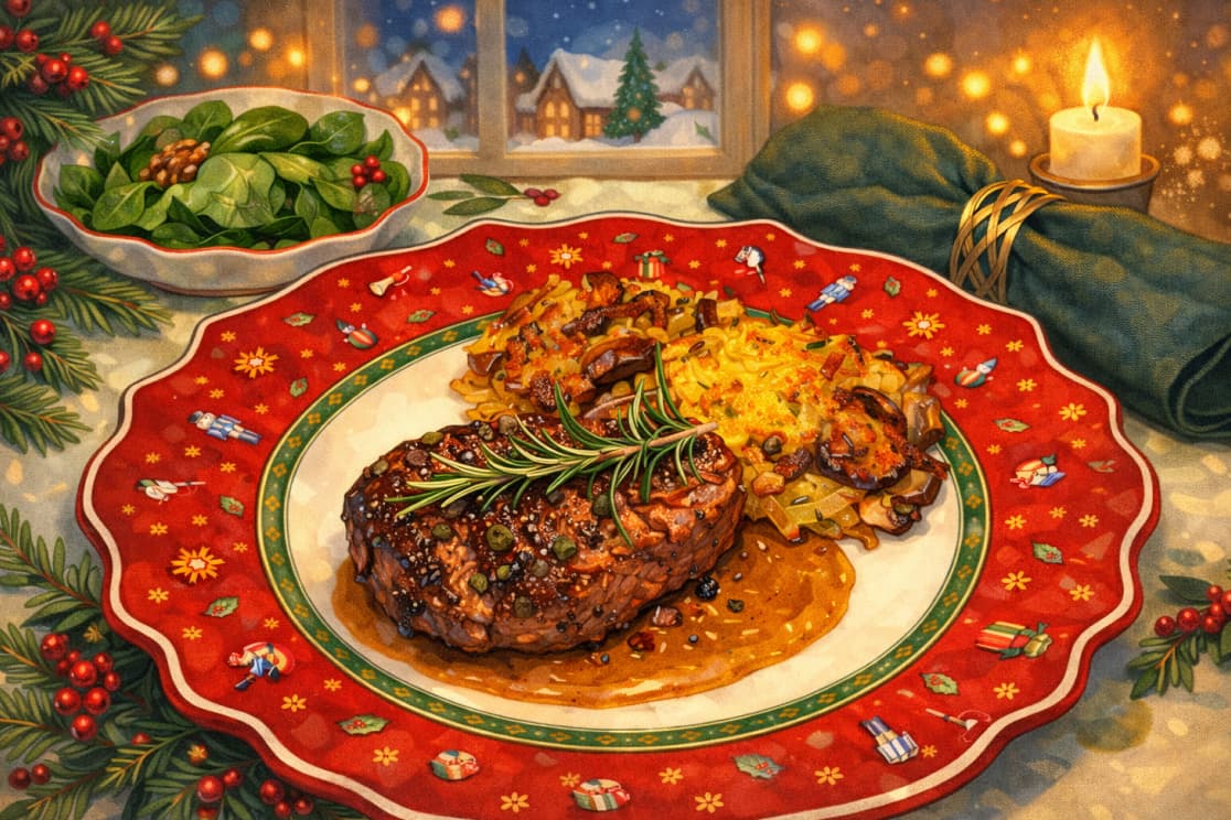 Das Pfefferfilet mit Kartoffel-Pilz-Talern ist in 30 bis 40 Minuten zubereitet.